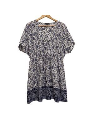 MARIO Serrani blue white midi dress bohemian lightweight floral pattern medium